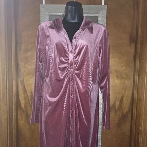 Shimmering Pink Long-Sleeve Dress